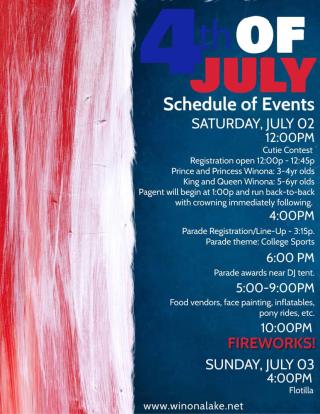 4th of July schedule
